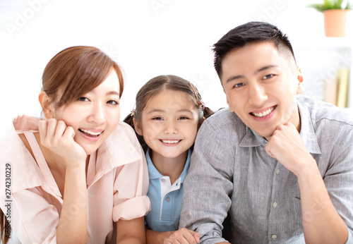 Happy family and child having fun together