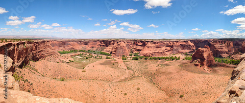 Canyon de Chelly, National monument, Arizona, USA. Panoramic view, blue sky background