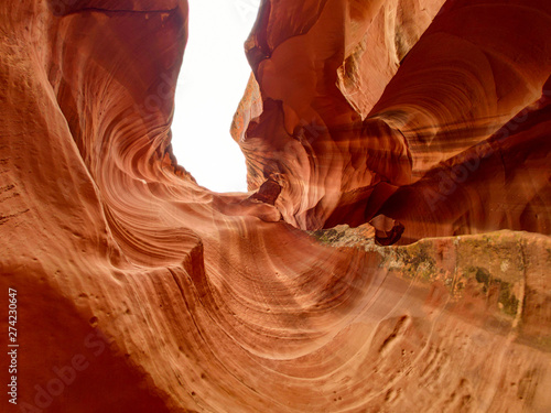 Antelope canyon  Arizona  USA. Sandstone formations  red color  low angle view