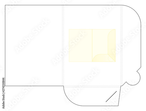 Template paper file folder die cut with pocket