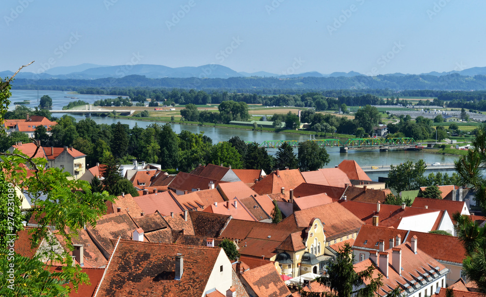 Overview of the Medieval town of Ptuj, Slovenia.