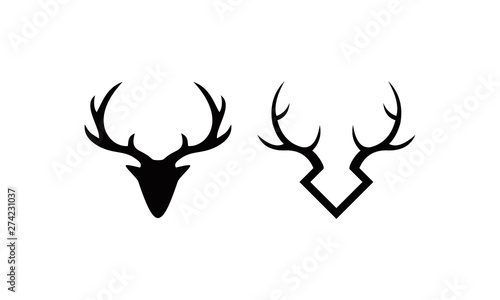 icon deer antlers logo vector