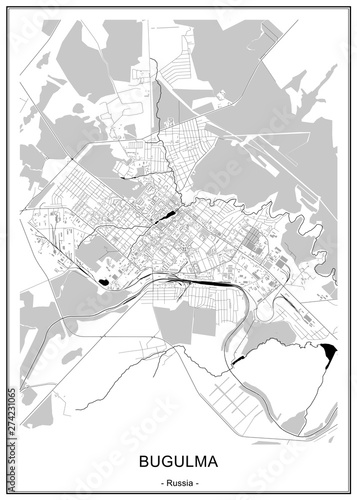 vector map of the city of Bugulma, Russia, Tatarstan photo