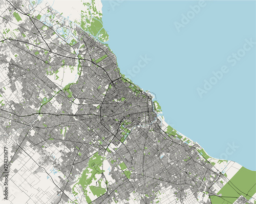 vector map of the city of Autonomous City of Buenos Aires, Argentina, South America