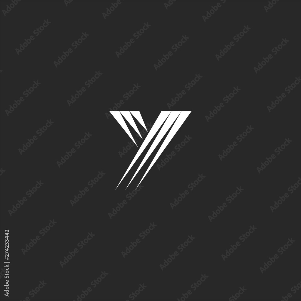 Modern letter Y monogram initial logo, minimal style striped shape, typography design element Modern letter Y monogram initial logo, minimal style striped shape, typography design element