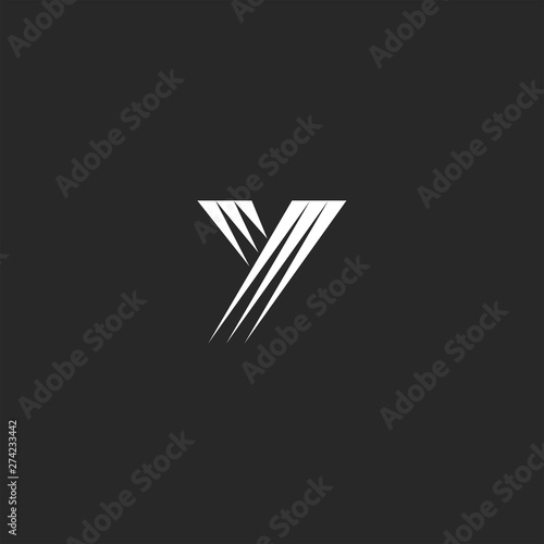 Modern letter Y monogram initial logo, minimal style striped shape, typography design element