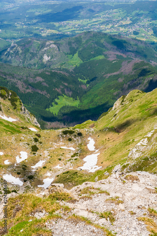Fototapeta premium The upper and lower floors of the Mulowa Valley in the Western Tatras in Poland.