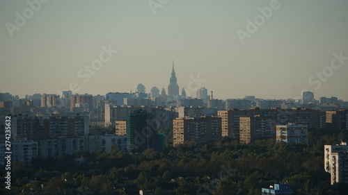 Canvas Print View of Moscow cityscape, a mixture of buildings against the cloudy blue sky