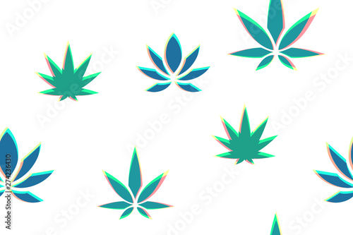 Seamless pattern with cannabis leavesCannabis leaves in geometric style seamless pattern on white background