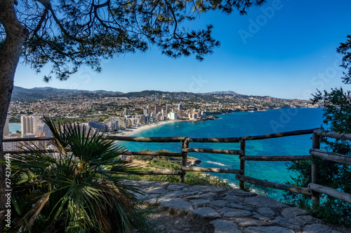 Beaches and mountains of Calpe. View from the natural park of Penyal d'Ifac, Spain