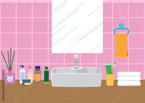 Bathroom interior with furniture,  Vector illustration