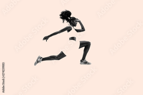 Canvas Print Young athlete woman running