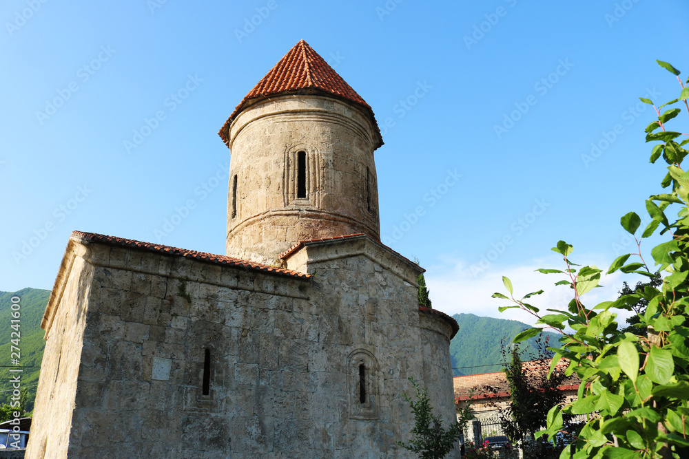 Old Albanian church temple in Kish province of Azerbaijan