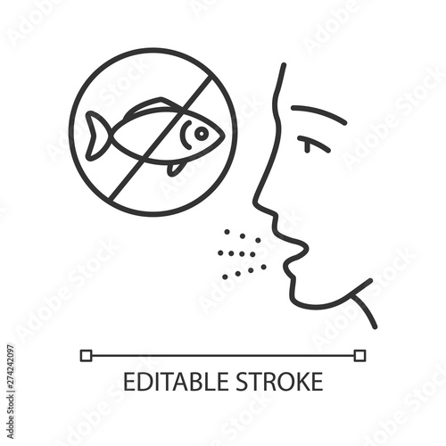 Fish allergy linear icon