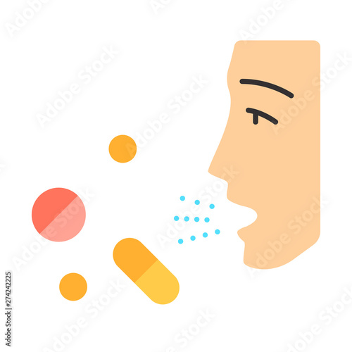 Drug allergies flat design long shadow color icon