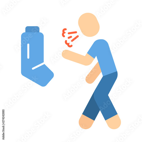 Allergic asthma flat design long shadow color icon