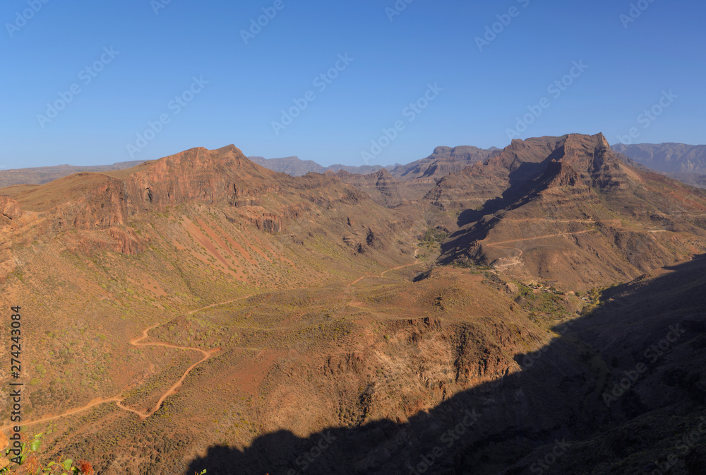 view of Barranco de Fataga - ravine on Gran Canaria Island