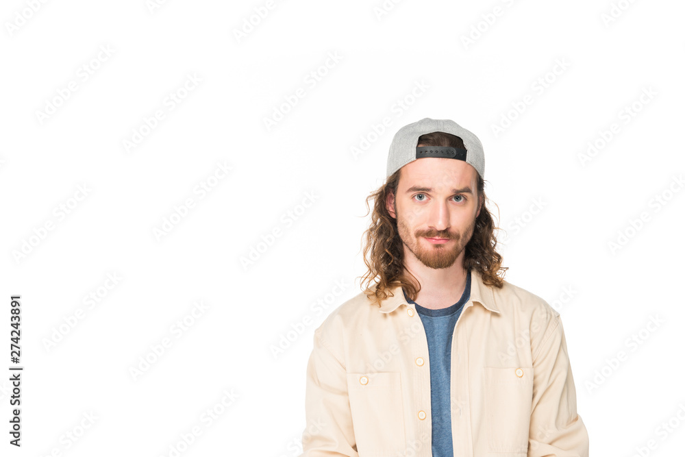 confused young man looking at camera isolated on white confused young man looking at camera isolated on white