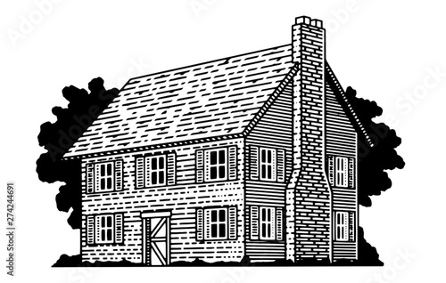 Εκτύπωση καμβά Colonial House