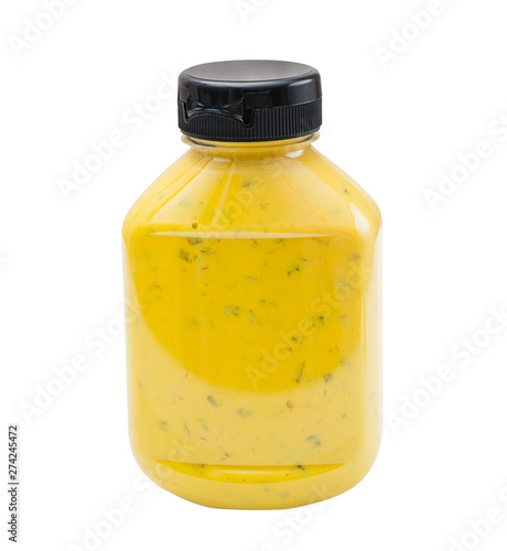 Jalapeno Mustard bottle on white background