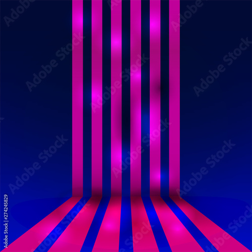 Glowing neon banner of the stripes. Vector Background