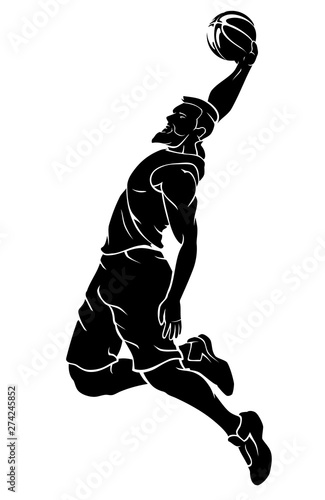 Basketball Leap Dunk, Bearded Player