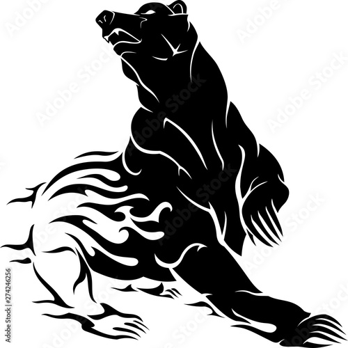Bear Tattoo Art, Abstract Flame Lower Body