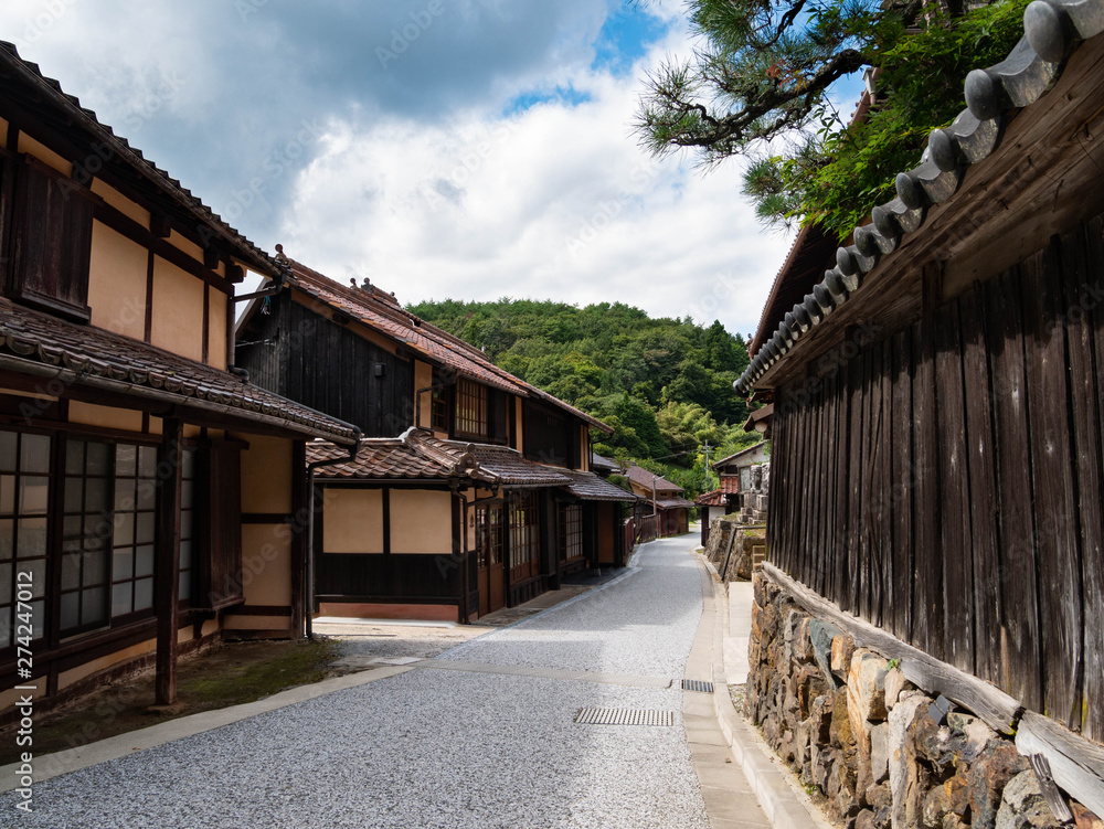 street of old town in countryside of Okayama prefecture, Japan.