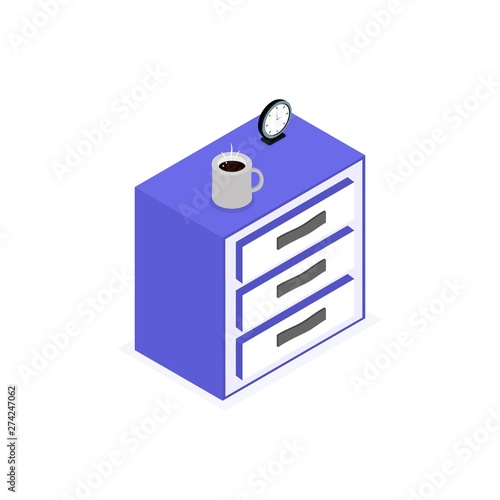 Isolated icon of isometric nightstand