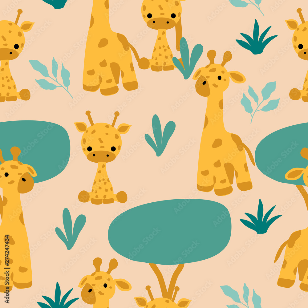 Kawaii giraffes in a repeated pattern Kawaii giraffes in a repeated pattern