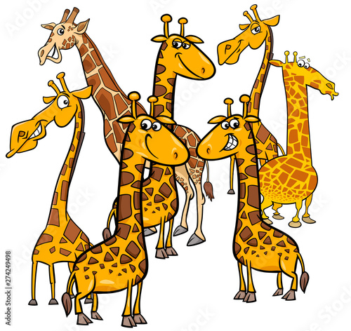 cartoon giraffes animal characters group