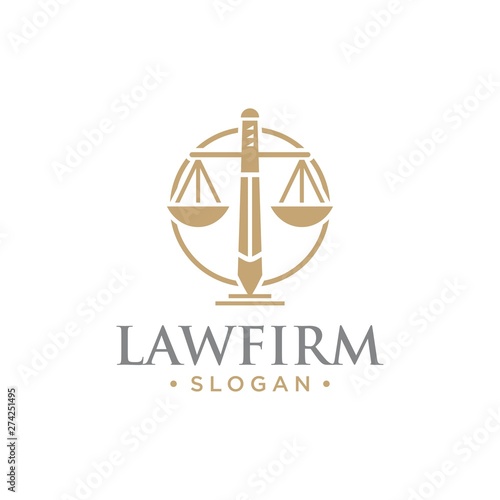 law firm with sword icon logo vector illustration