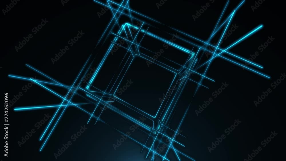 Rotation of the cube and neon lines, seamless loop Rotation of the cube and neon lines, seamless loop