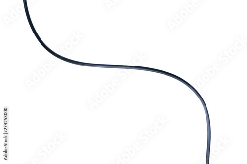 Obraz na płótnie A Black wire cable isolated on a white background abstraction.