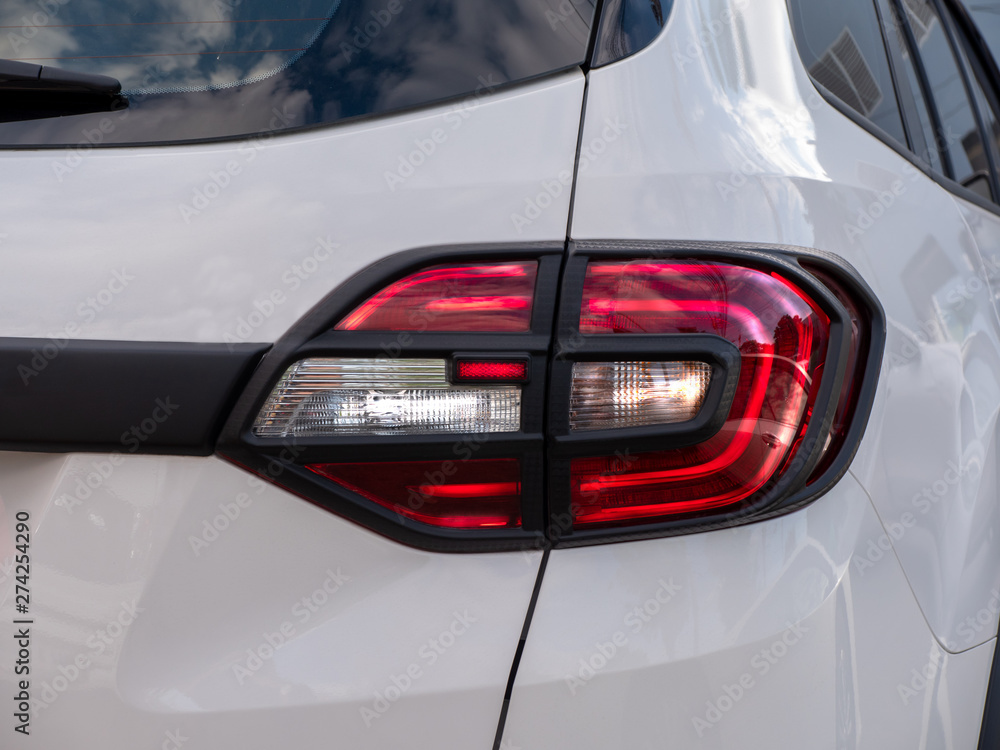 Closeup of a taillight on a modern car