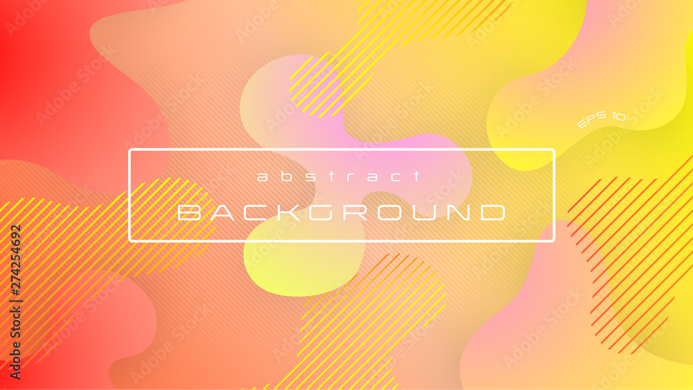 Liquid red yellow gradient color abstract background, fluid shapes composition. Eps 10