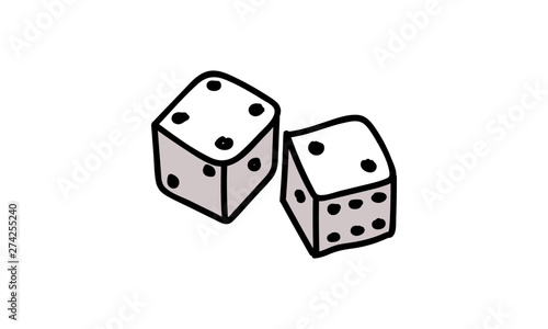 Hand Drawn Two Dice Sketch 