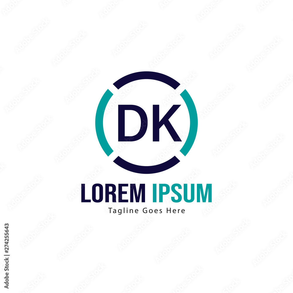 Initial DK logo template with modern frame. Minimalist DK letter logo vector illustration Initial DK logo template with modern frame. Minimalist DK letter logo vector illustration