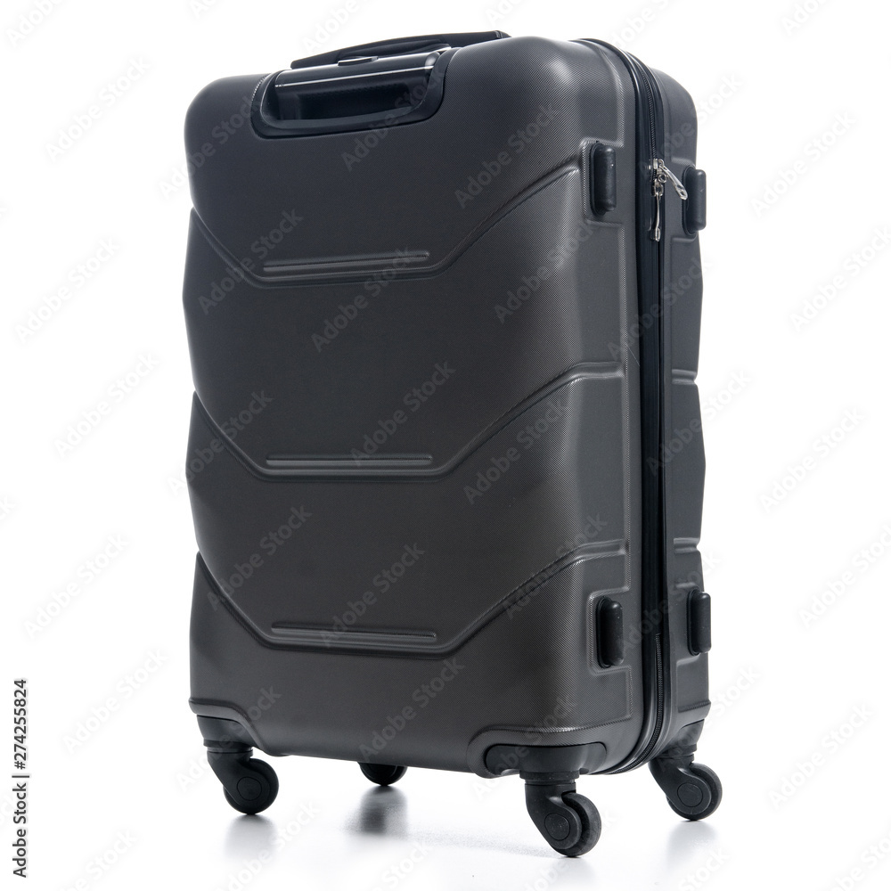 Black travel suitcase on white background isolatio Black travel suitcase on white background isolatio