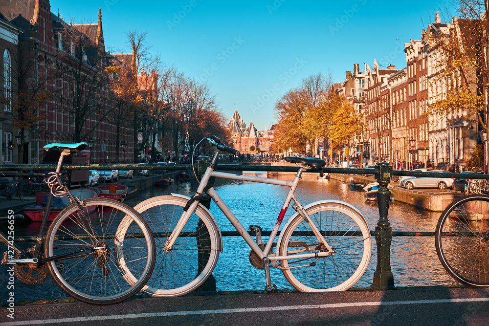 Amsterdam. Bike on the bridge.
