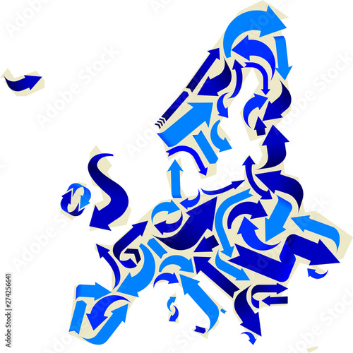 Europe arrows map in blue. ...