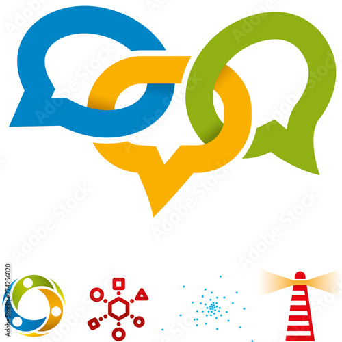 Set of five social icons in...