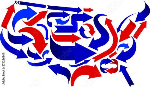 USA arrows map in blue and ...