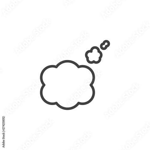 Think cloud line icon. linear style sign for mobile concept and web design. Cloud speech bubble outline vector icon. Symbol, logo illustration. Vector graphics