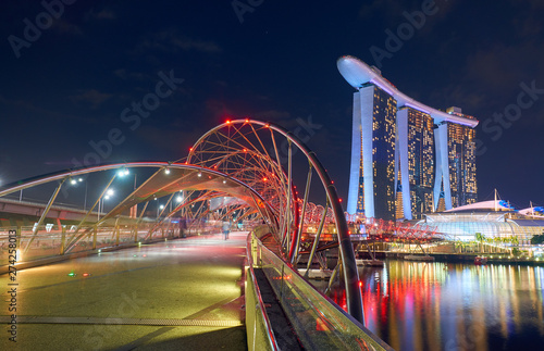 Photography Marina Bay Sands and the Helix Bridge in Singapore