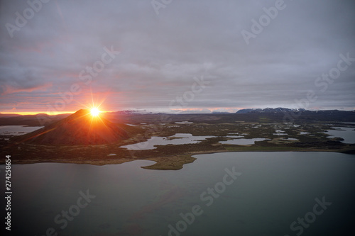 Aerial panoramic view of Icelandic landscape