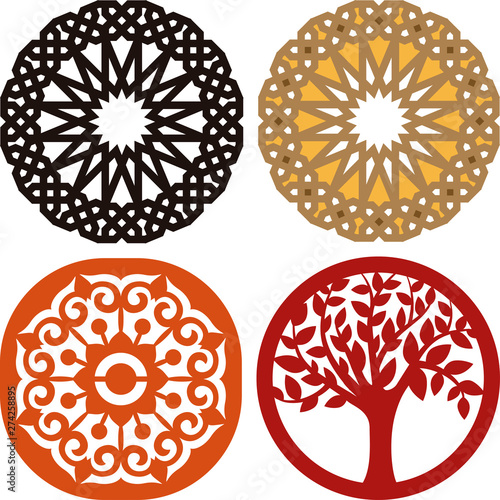 Four coasters for laser cutting or vinil ploter.