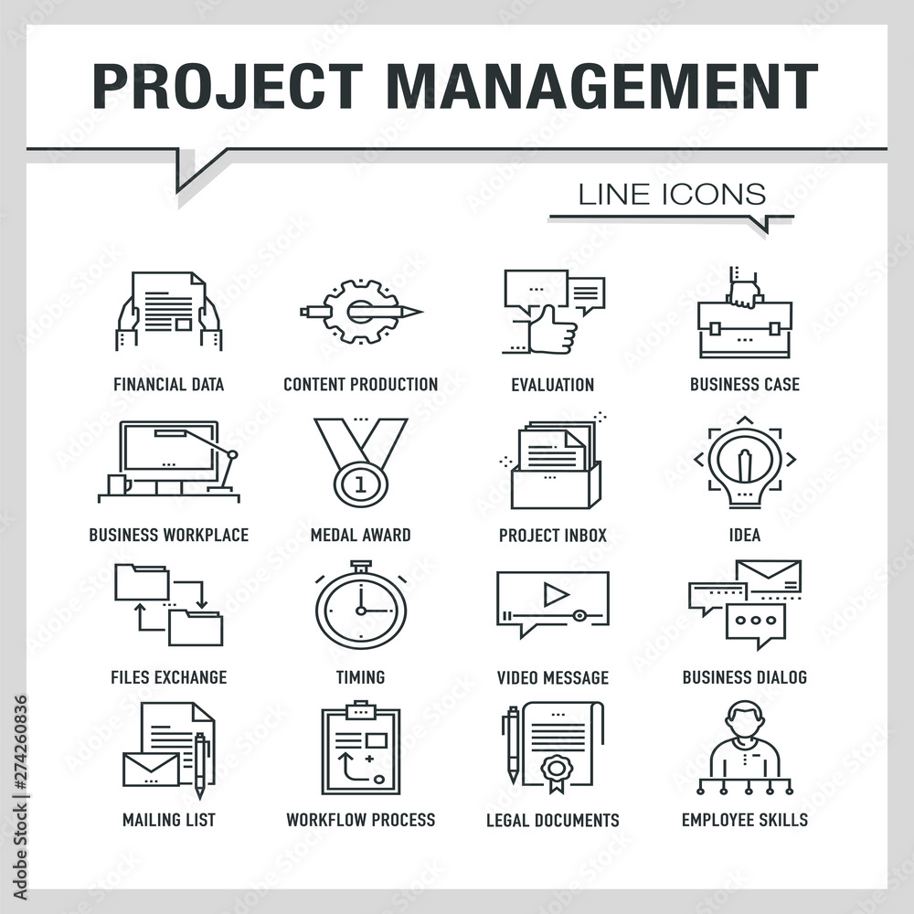PROJECT MANAGEMENT LINE ICONS PROJECT MANAGEMENT LINE ICONS