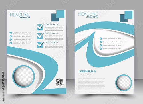 Abstract flyer design background. Brochure template. Can be used for magazine cover, business mockup, education, presentation, report. a4 size with editable elements. Blue color.