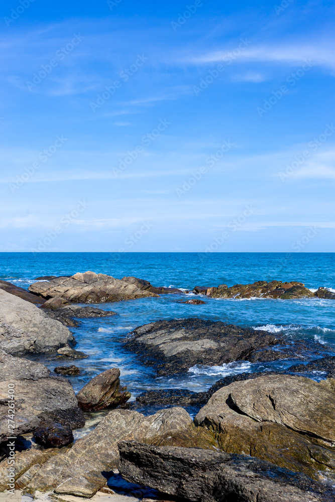 Landscape with blue sea and rocks